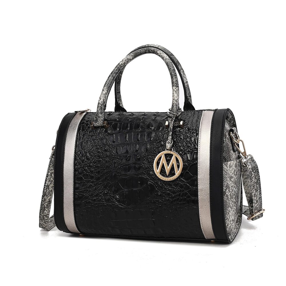9580 Satchel Bag , Crocodile Embossed Vegan Leather Top-Handles Crossbody